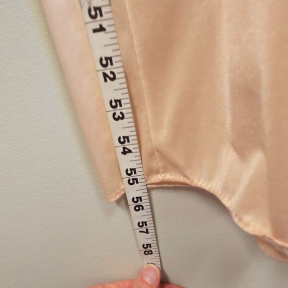 Vintage S Peach Lace-Trimmed Full-Length Nightgown Tie-Back Glam Sexy Romantic - Picture 12 of 14